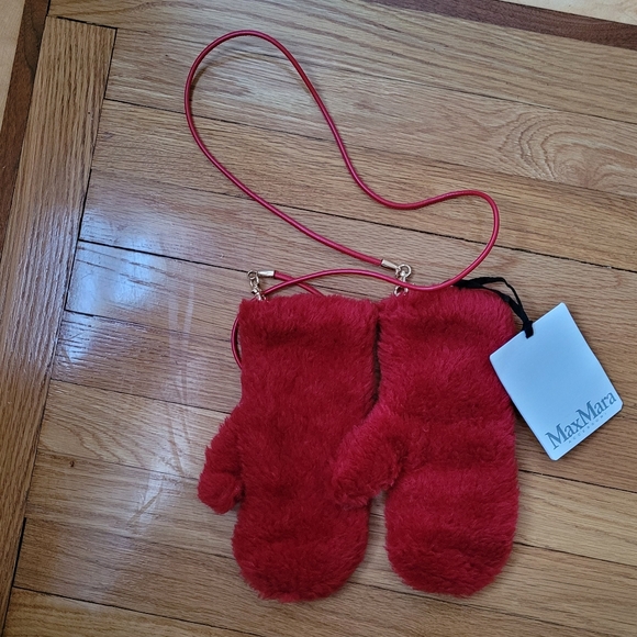 NWT MAX MARA WOOL SILK TEDDY MITTENS GLOVES - Picture 5 of 11